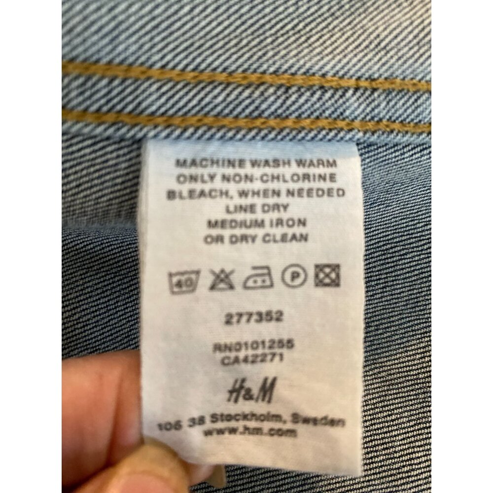 H&M L.O.G.G. Jean Jacket Denim Size 10 Utility Cotton Dark Wash LOGG Buttons - Picture 6 of 12